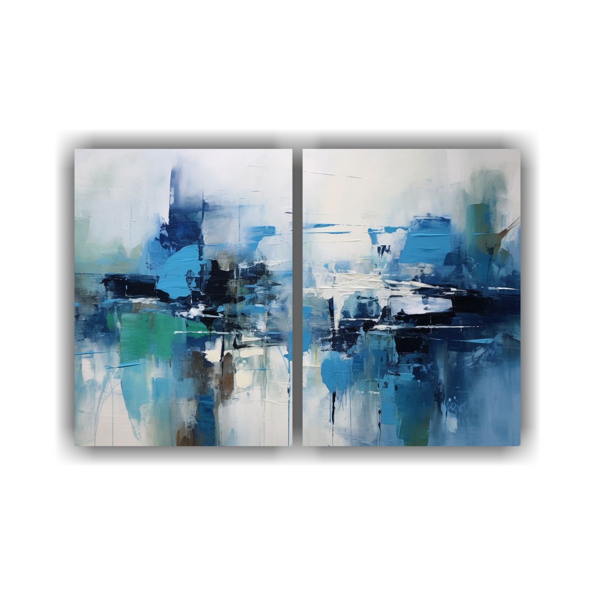 GENERICO - Pintura Abstracta Azul De Agua En Lienzo Para 100x75 Cm