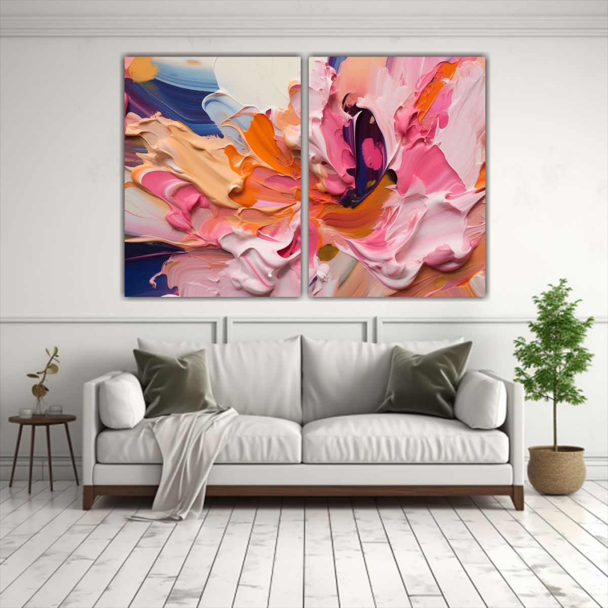 GENERICO - Cuadro Floral En Bastidor Belleza De Dos Telas 100x65 Cm