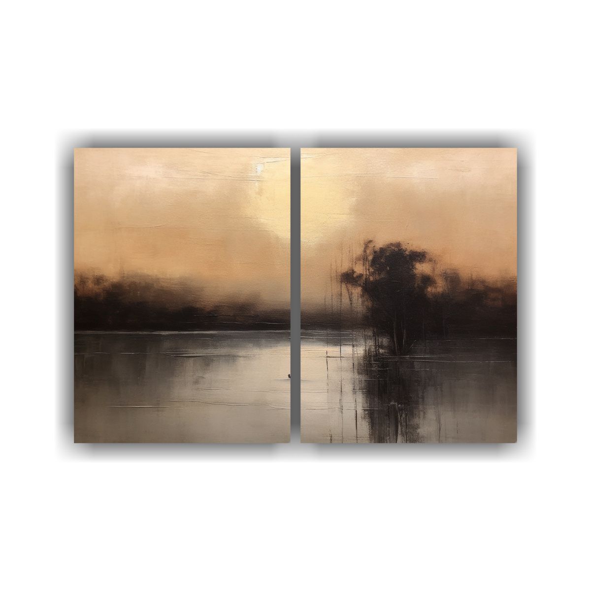 GENERICO - Pintura Abstracta Minimalista De Un Lago En 100x75 Cm
