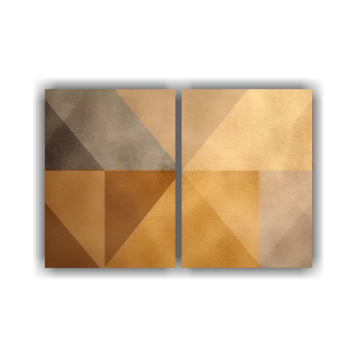GENERICO - Cuadro Decorativo Geométrico En Dorado Y Beige 100x65 Cm