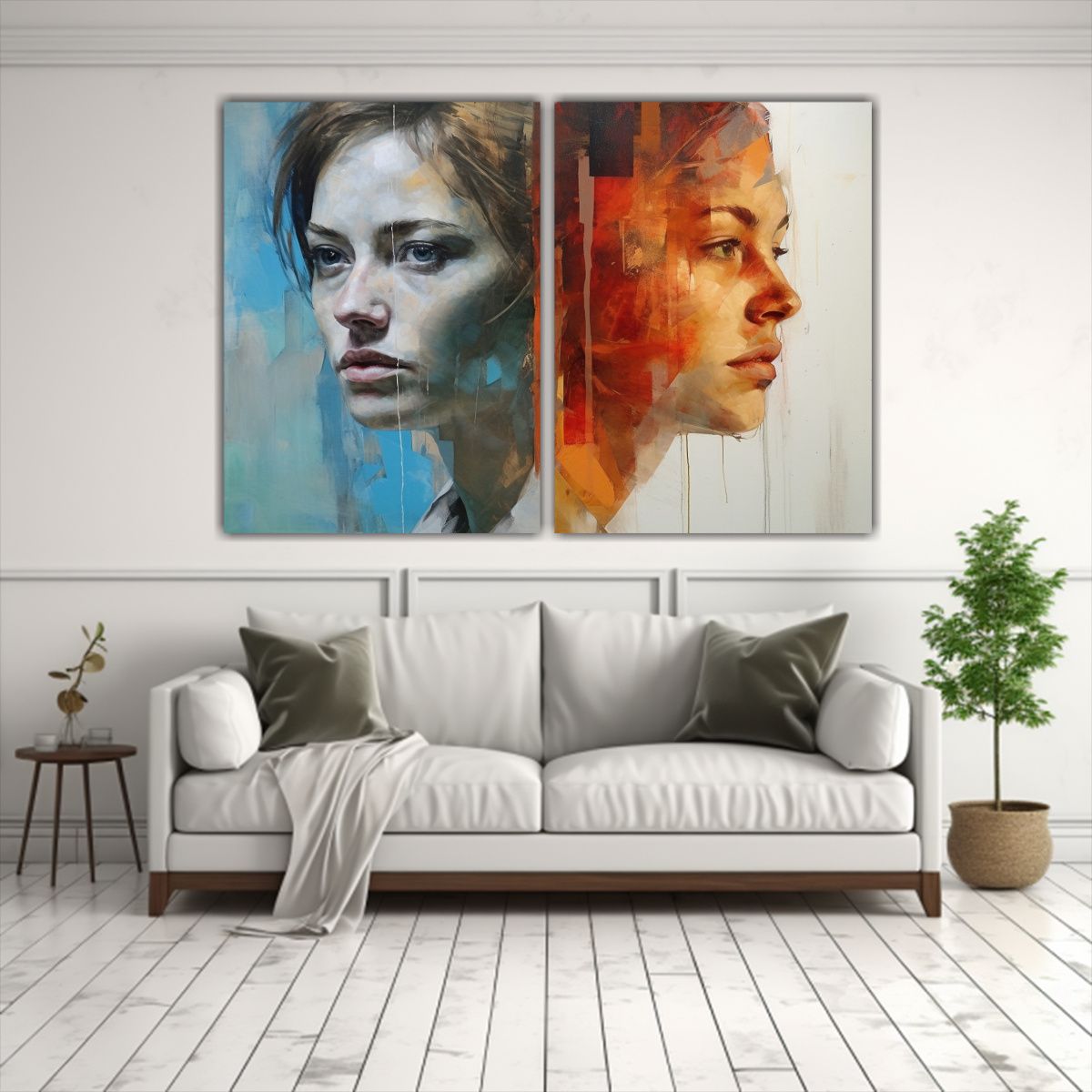 GENERICO - Pintura Mural Retrato Contemporánea Y 100x75 Cm