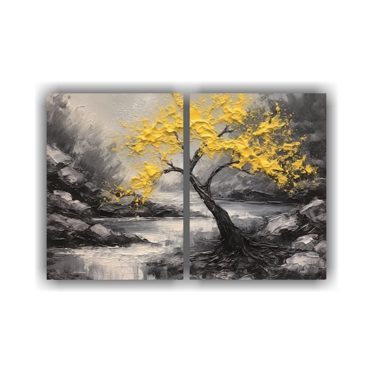 GENERICO - Cuadros Estéticos De Árbol En Río Gris Y 100x75 Cm