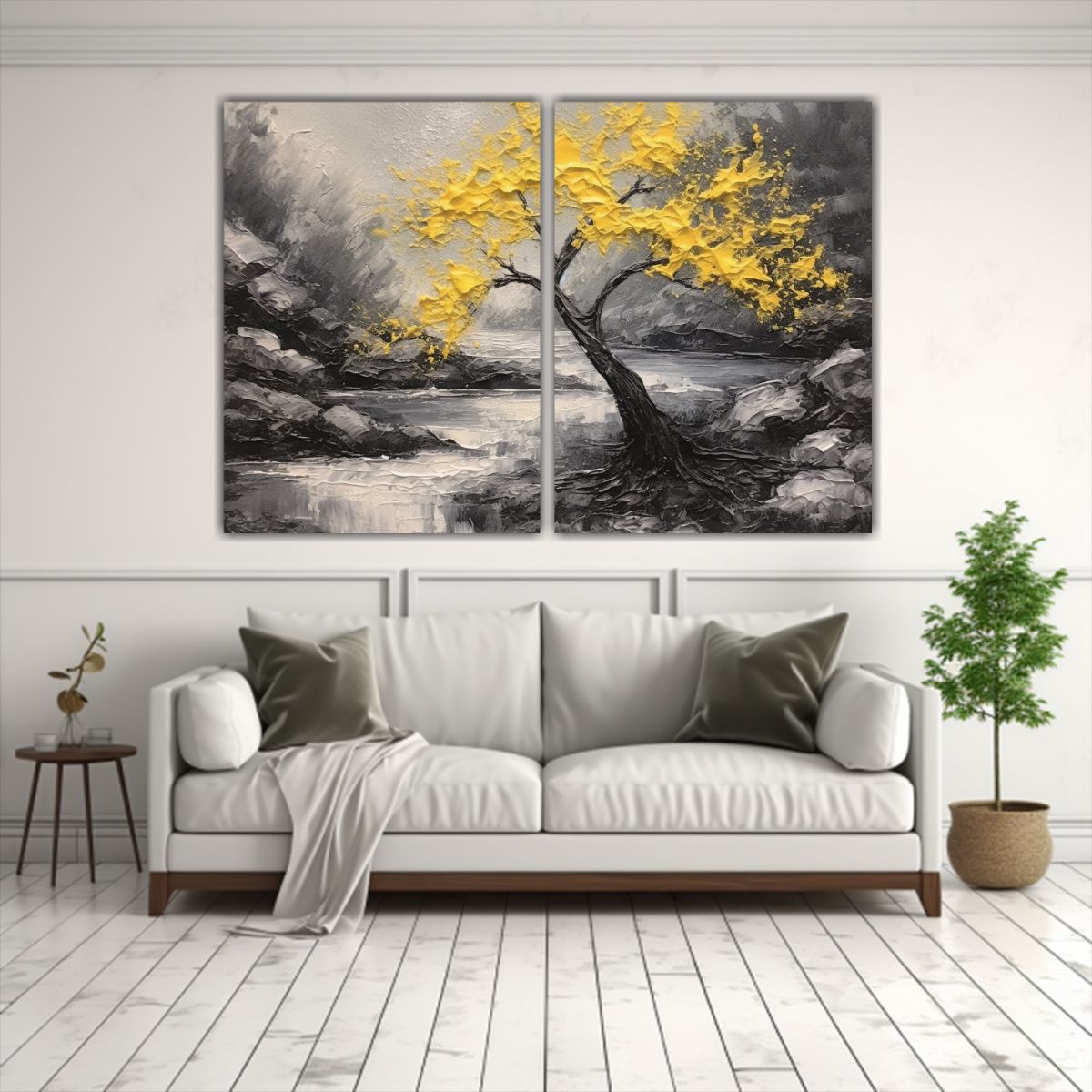 GENERICO - Cuadros Estéticos De Árbol En Río Gris Y 100x75 Cm