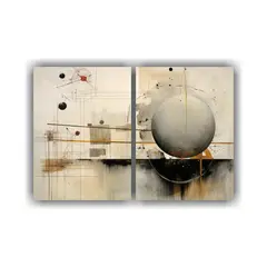 GENERICO - Cuadro Vintage Abstracto Con Texto Y Símbolos 100x75 Cm