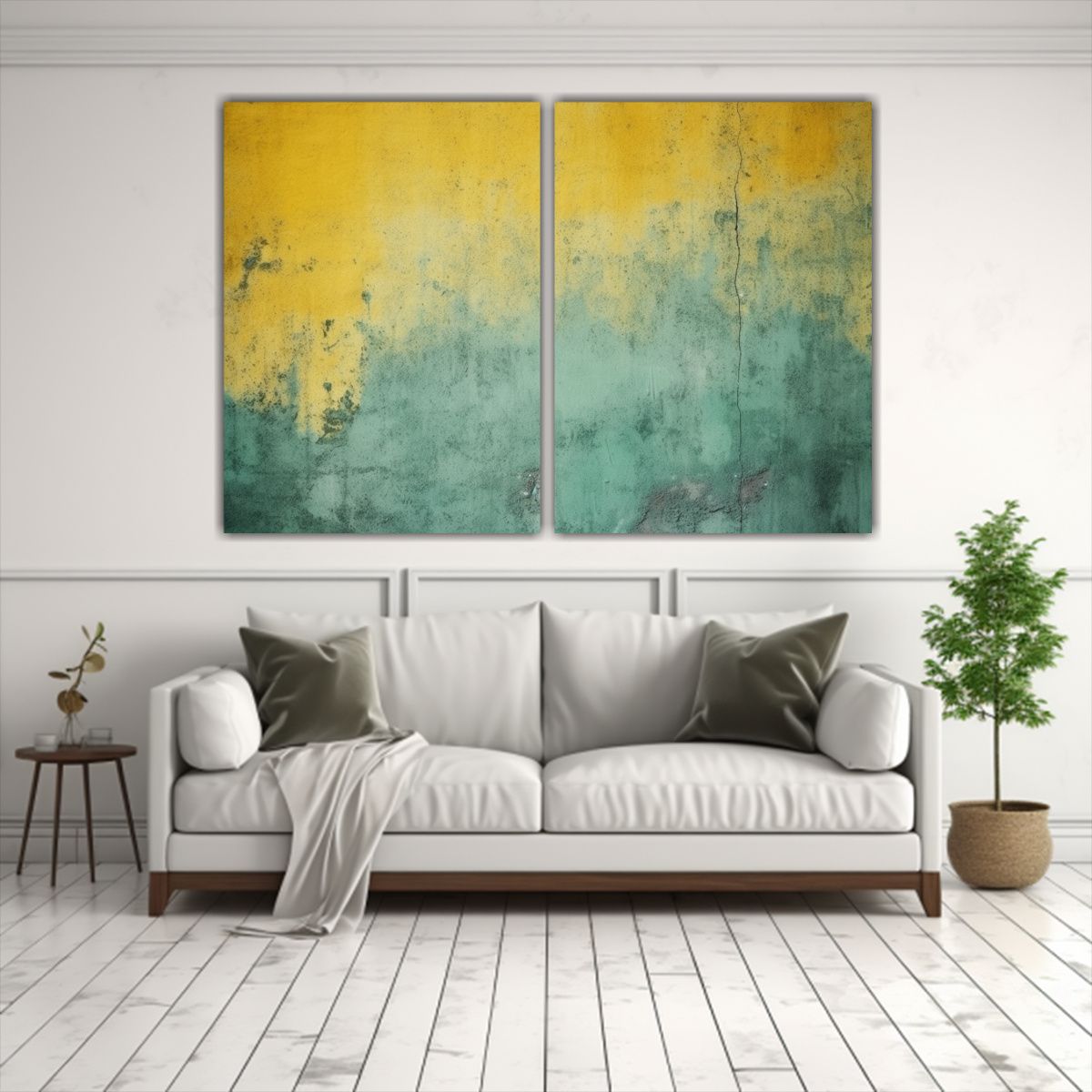 GENERICO - Cuadro Abstracto Textura Verde Amarillo Negro 100x65 Cm