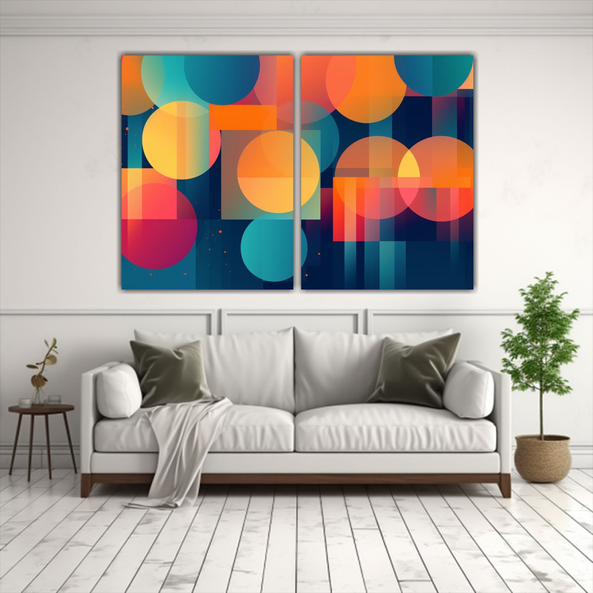 GENERICO - Lienzo Abstracto Creativo Con Formas Geométricas 100x75 Cm