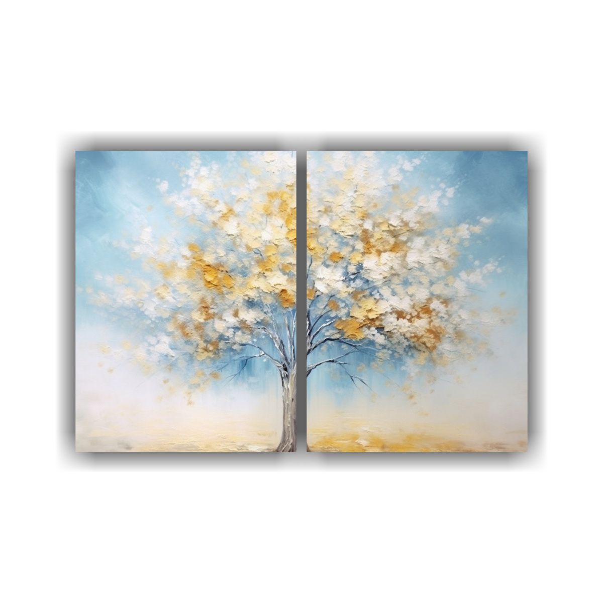 GENERICO - Pintura Cuadro Vanguardia Árbol Azul Con Hojas 100x65 Cm