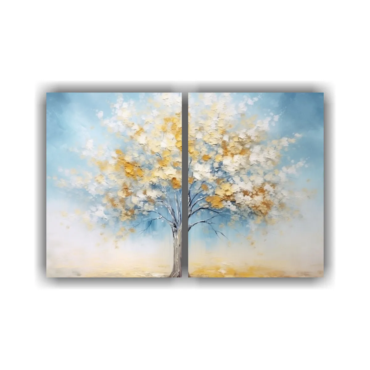 GENERICO - Pintura Cuadro Vanguardia Árbol Azul Con Hojas 100x75 Cm