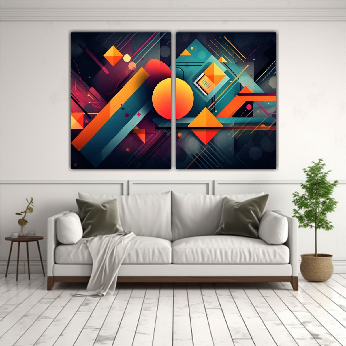 GENERICO - Cuadros Decorativos Geométricos Con Colores 100x75 Cm