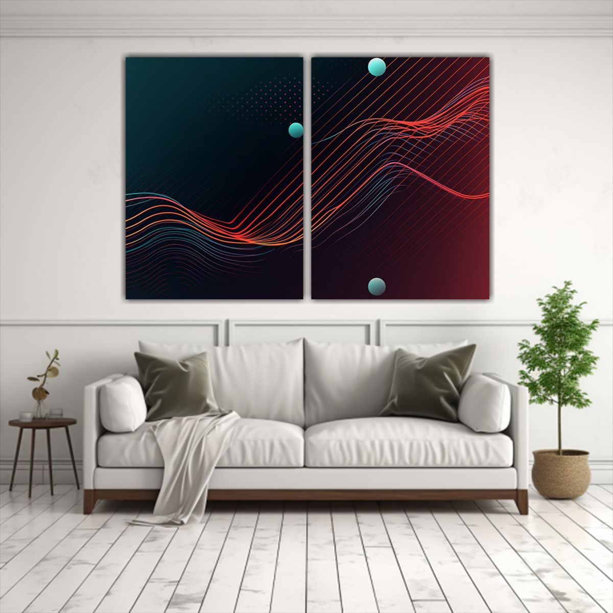 GENERICO - Pinturas Decorativas Con Líneas En Armonía De 100x75 Cm