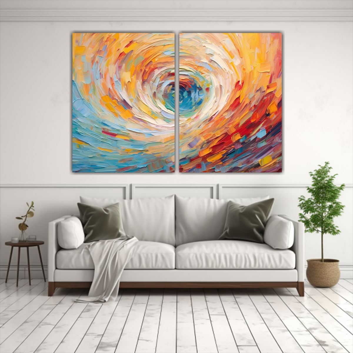 GENERICO - Pintura Abstracta En Lienzo Con Remolino De 100x65 Cm