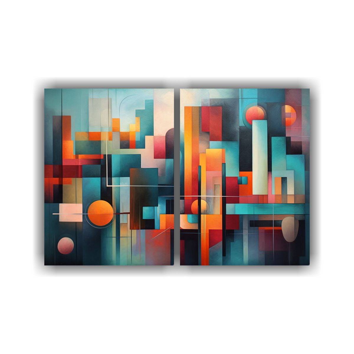 GENERICO - Cuadros Decorativos Geométricos Contemporáneos 100x65 Cm