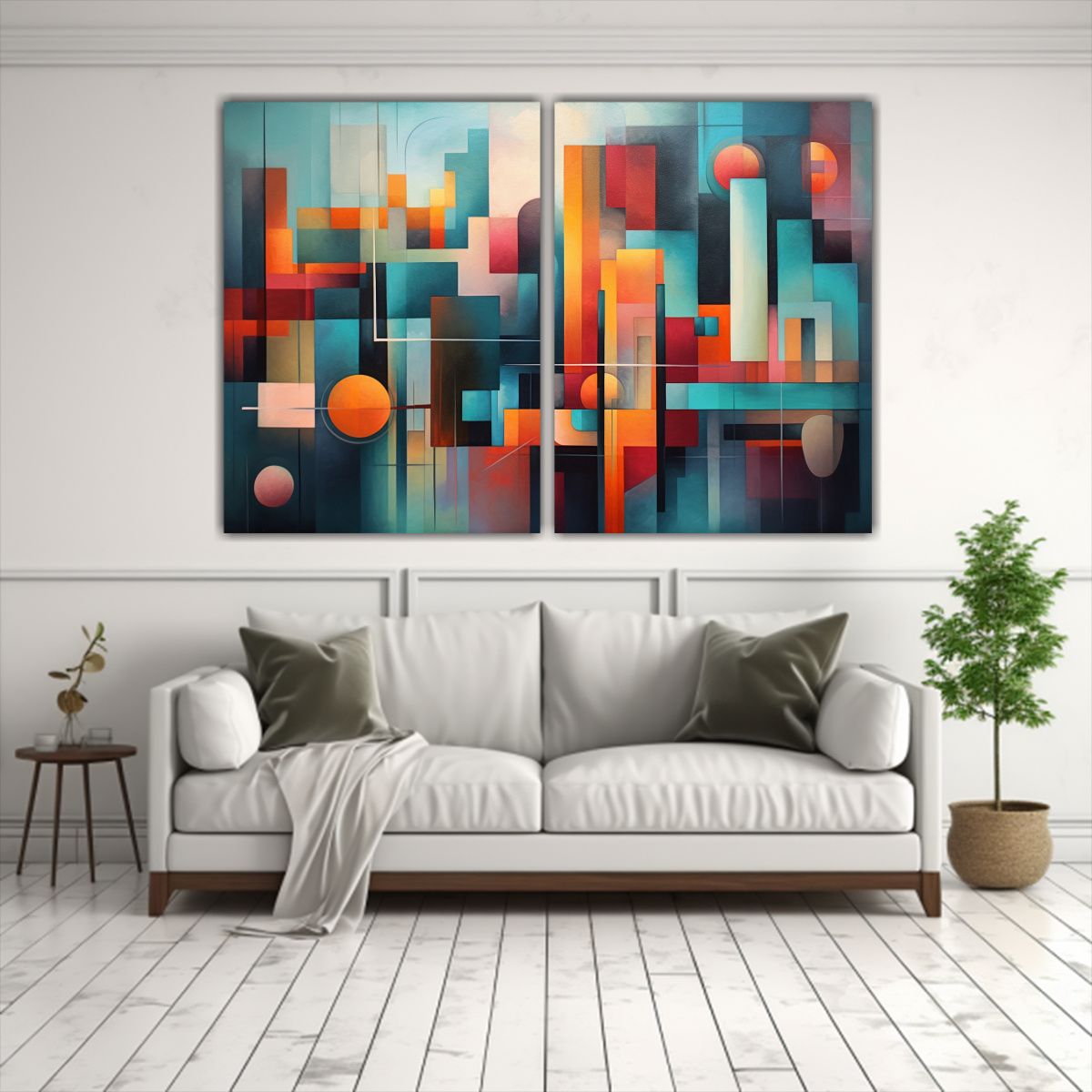 GENERICO - Cuadros Decorativos Geométricos Contemporáneos 100x65 Cm