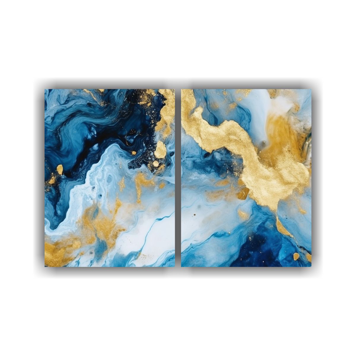 GENERICO - Cuadros Abstractos De Ambiente Intenso Azul Y Oro 100x75 Cm