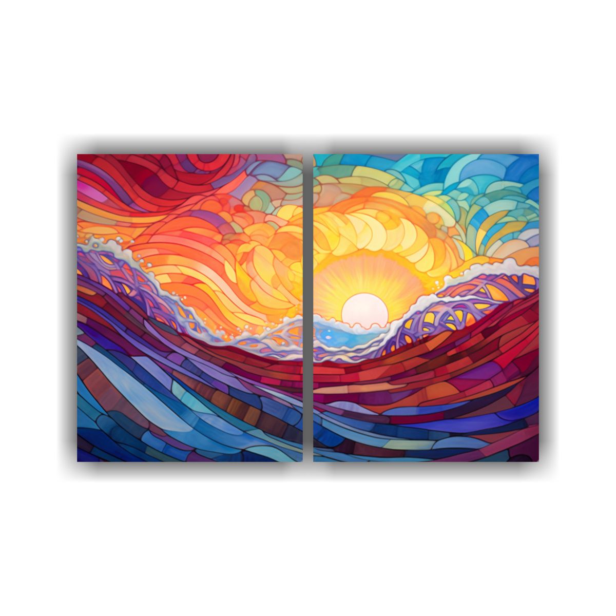 GENERICO - Cuadros Luminosos Abstractos Oleaje Marino 100x75 Cm