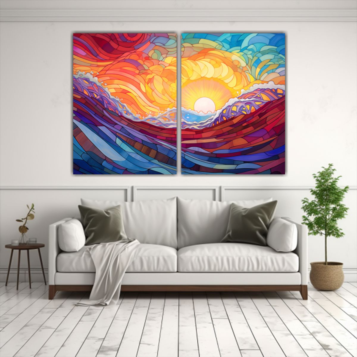 GENERICO - Cuadros Luminosos Abstractos Oleaje Marino 100x75 Cm