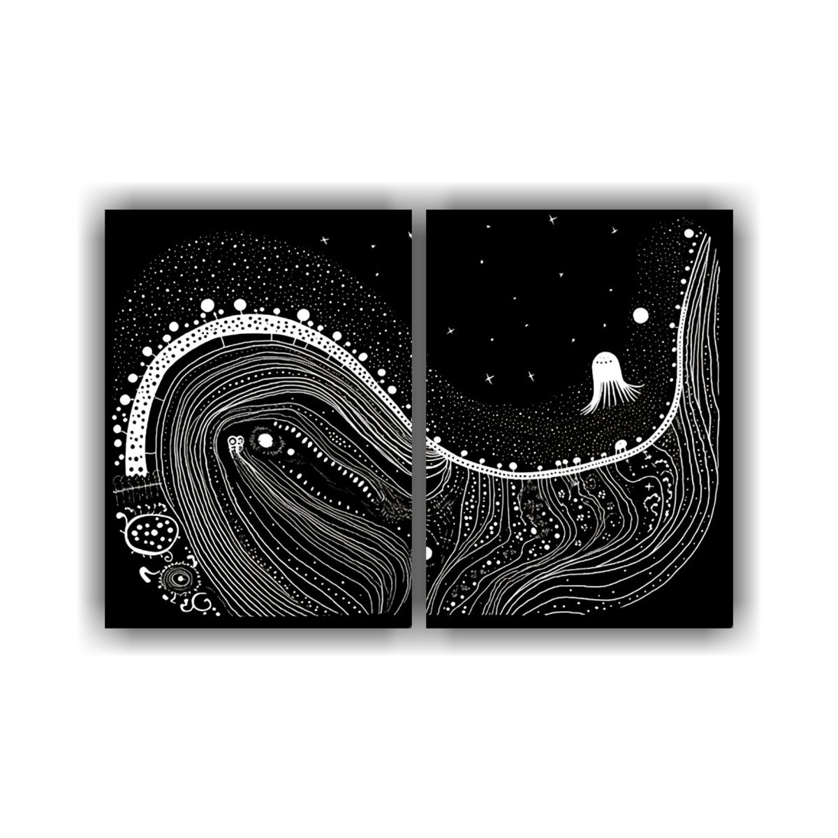 GENERICO - Arte Decorativo Juvenil Dibujo Primitivo De 100x65 Cm