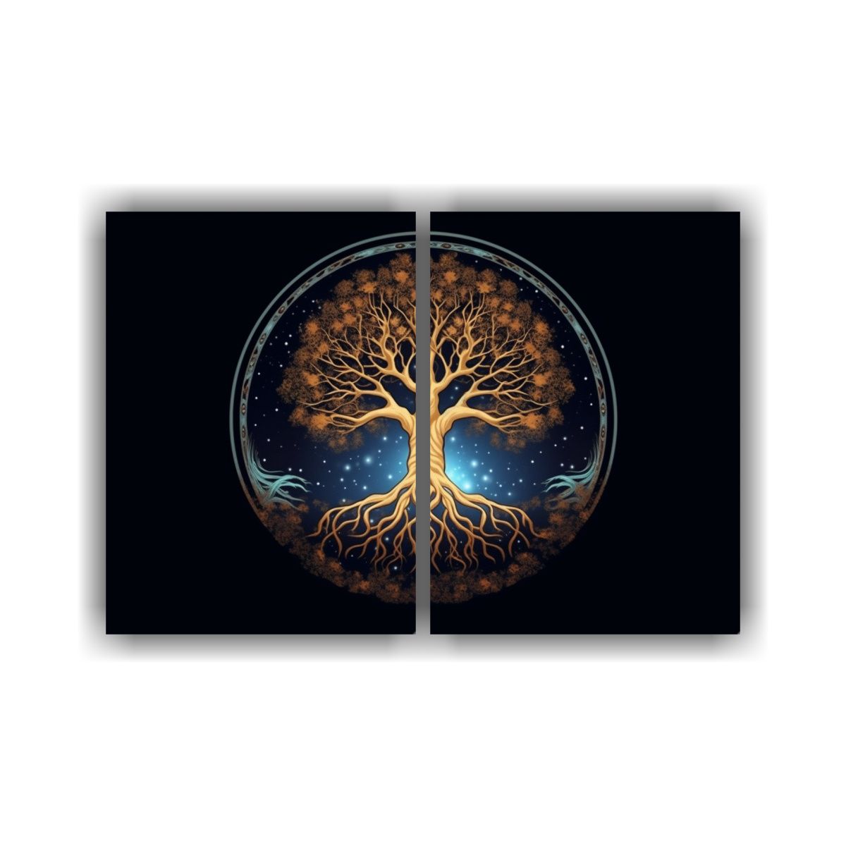 GENERICO - Cuadros Cuadro Bastidor Dos Telas Árbol De La 100x65 Cm