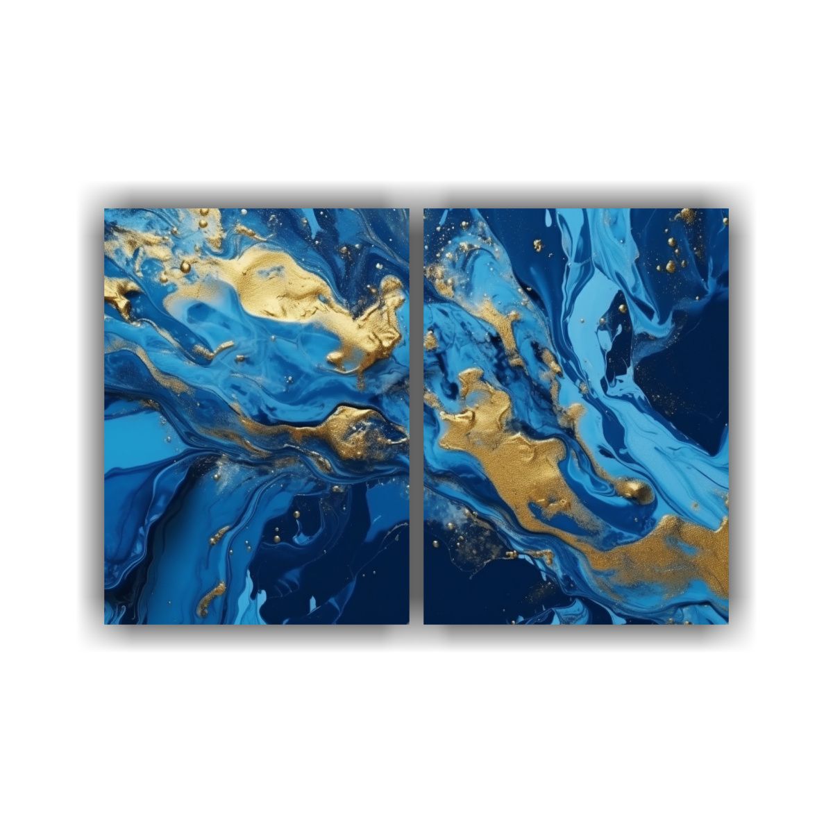 GENERICO - Composiciones Abstractas Azul Derramado En Fondo 100x65 Cm