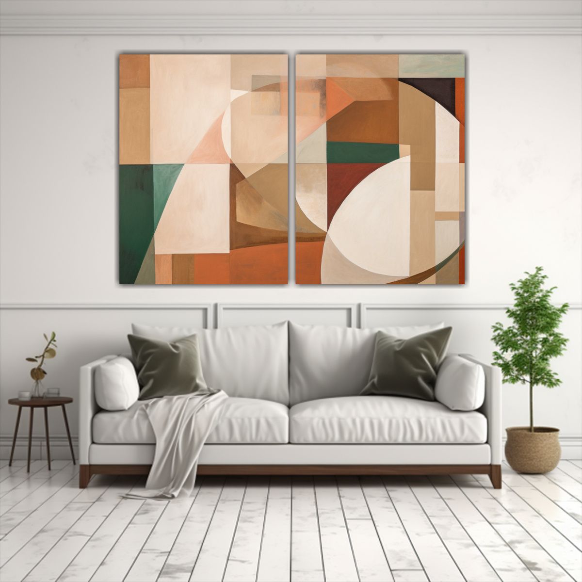 GENERICO - Cuadro Moderno Geométrico En Tonos Marrones Para 100x65 Cm