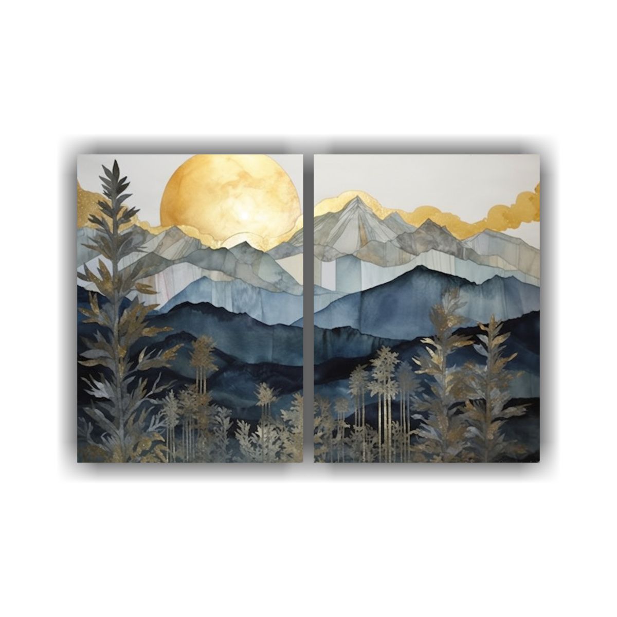 GENERICO - Pintura Montaña Hojas Sol Horizonte Arte 100x75 Cm