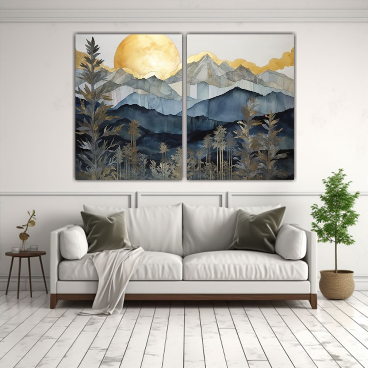GENERICO - Pintura Montaña Hojas Sol Horizonte Arte 100x75 Cm