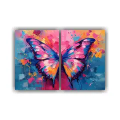 GENERICO - Cuadro Lienzo Mariposa Volando En Universo Pop 100x65 Cm