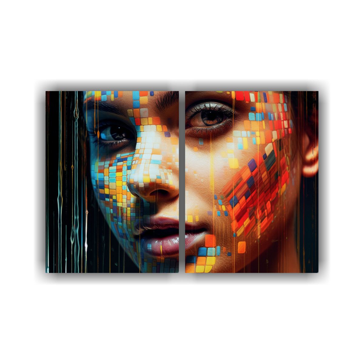 GENERICO - Pinturas Decorativas En Tela Canvas Bello Glitch 100x65 Cm