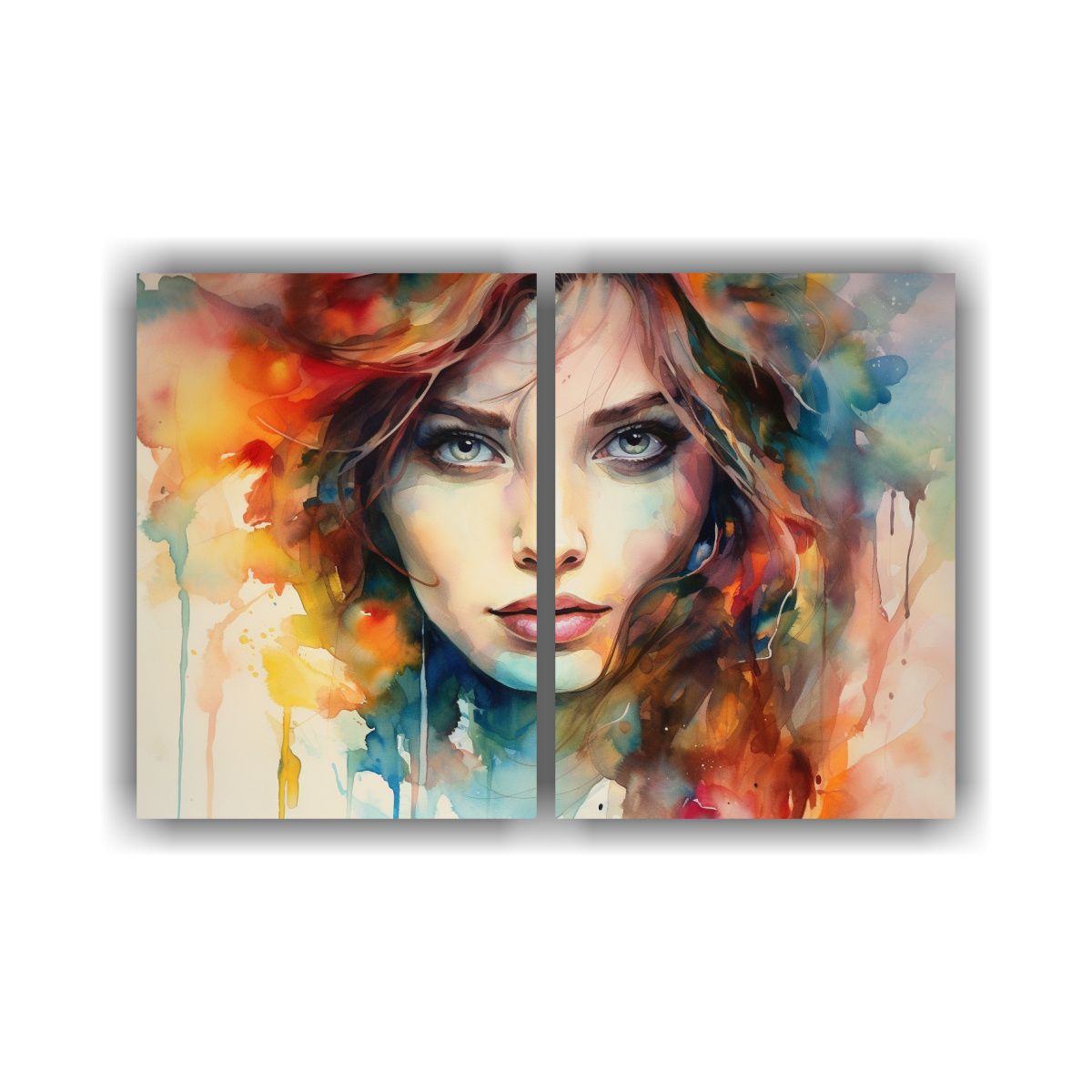 GENERICO - Retrato Mujer Hermosa Arcoíris Tinta Alcohol 100x75 Cm