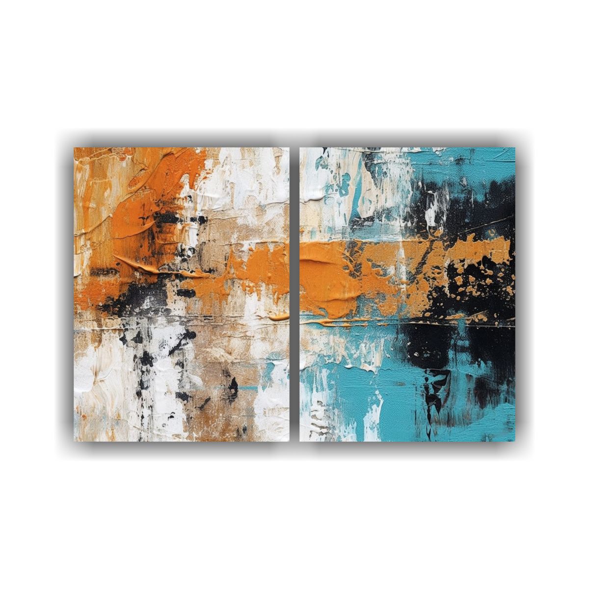 GENERICO - Cuadro Abstracto De Gato En Tonos Azules 100x75 Cm