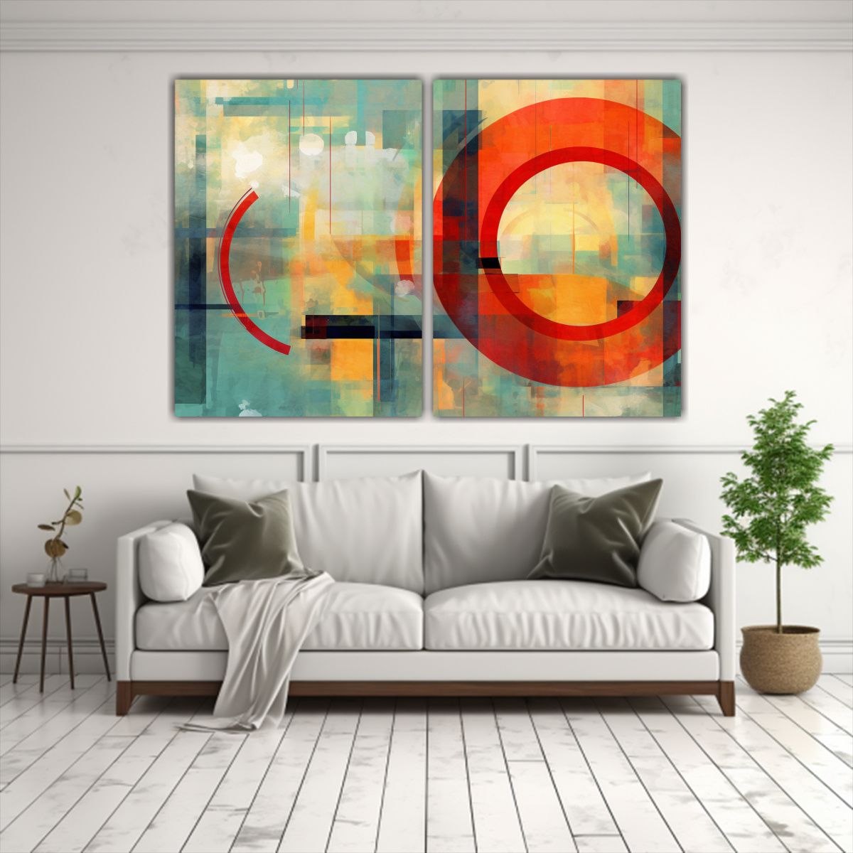 GENERICO - Cuadros Decorativos Con Líneas Y Círculos En 100x65 Cm