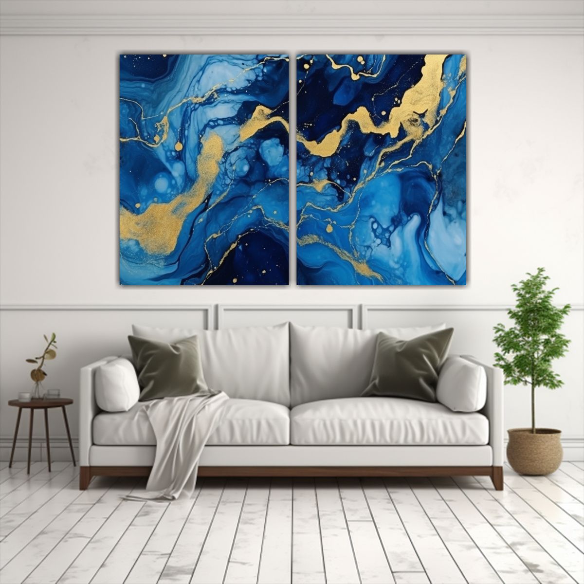 GENERICO - Cuadros Decorativos En Mármol Líquido Azul 100x65 Cm