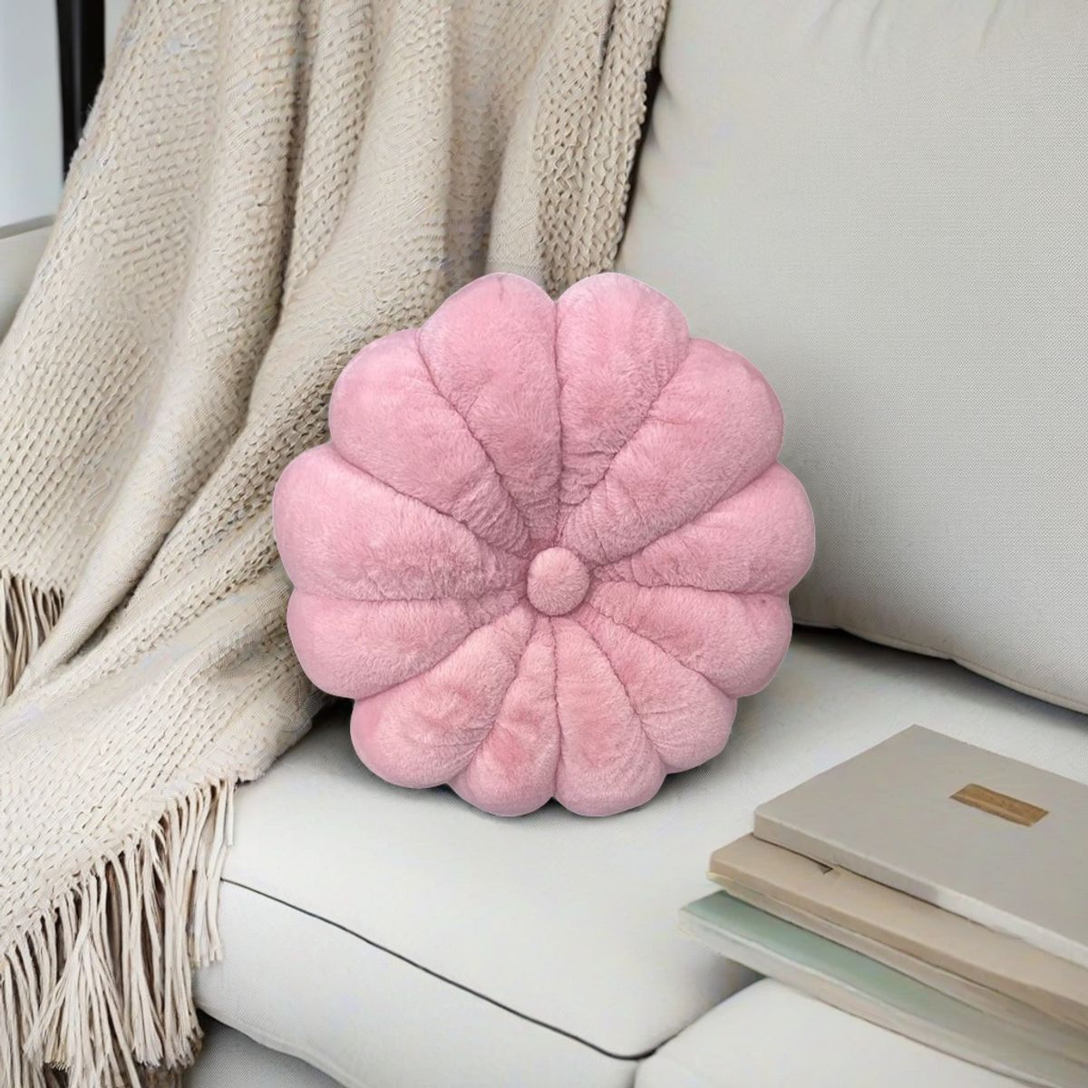 GENERICO - HERMOSOS COJINES DECORATIVOS REDONDOS DE FLOR O CALABAZAS