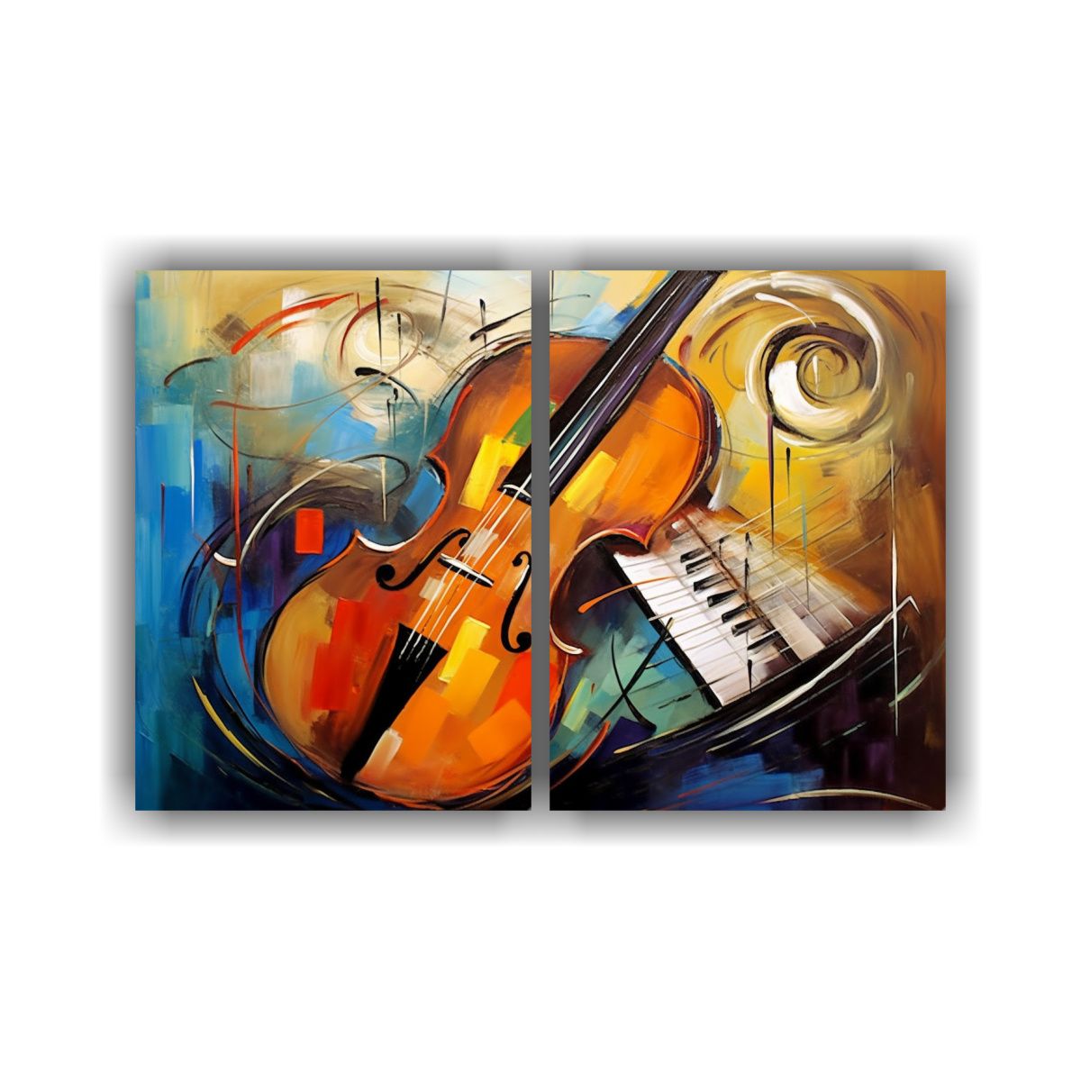 GENERICO - Díptico Tonos Luminosos Pintura Moderna Pared 100x75 Cm