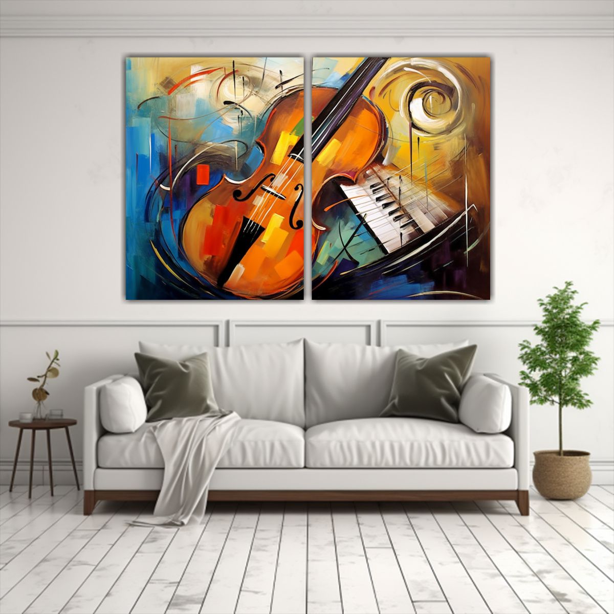 GENERICO - Díptico Tonos Luminosos Pintura Moderna Pared 100x75 Cm