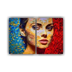GENERICO - Arte Mujer Retrato Forma Elegante Varios Colores 100x65 Cm