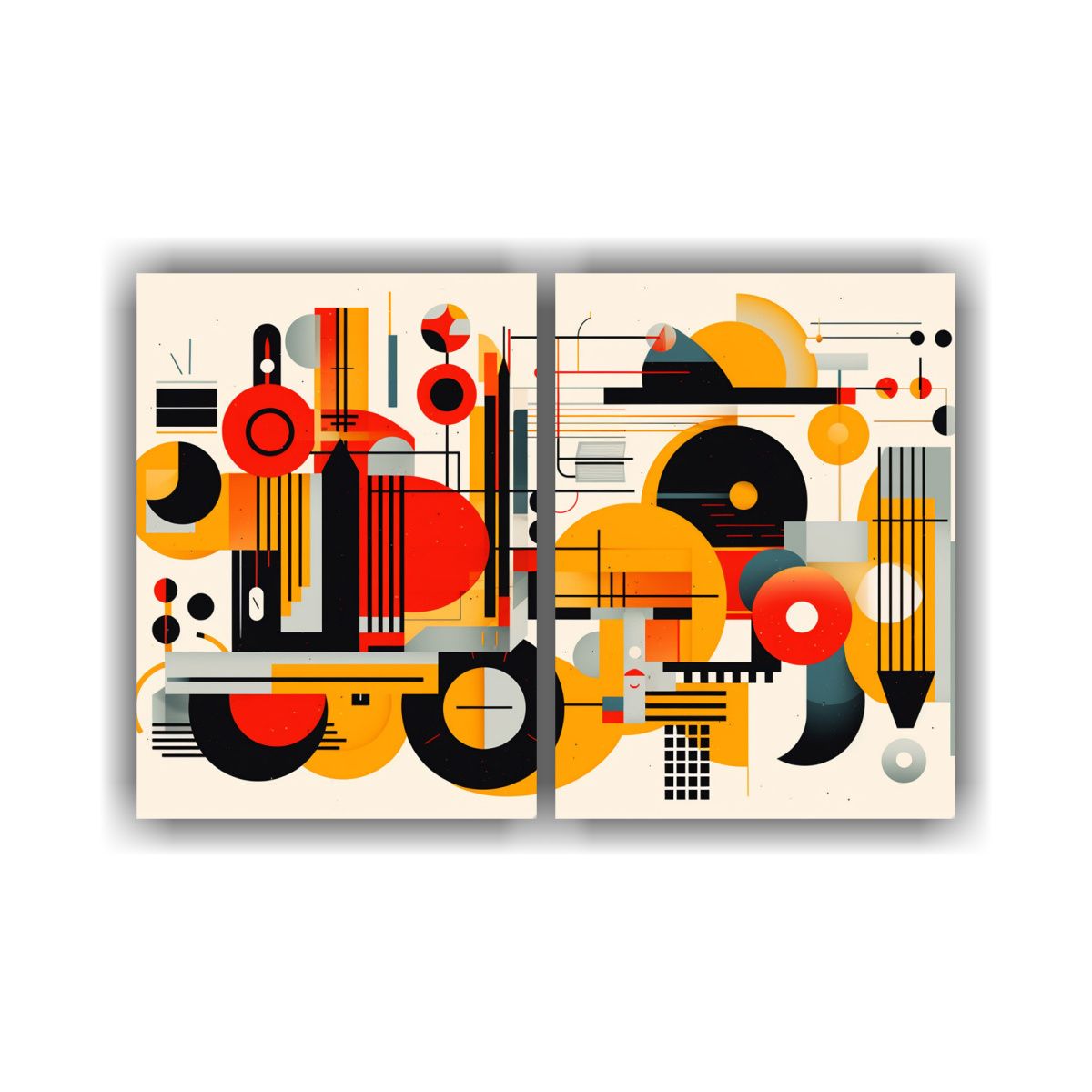 GENERICO - Cuadros Dibujo Relieve Estilo Bauhaus Con 100x65 Cm