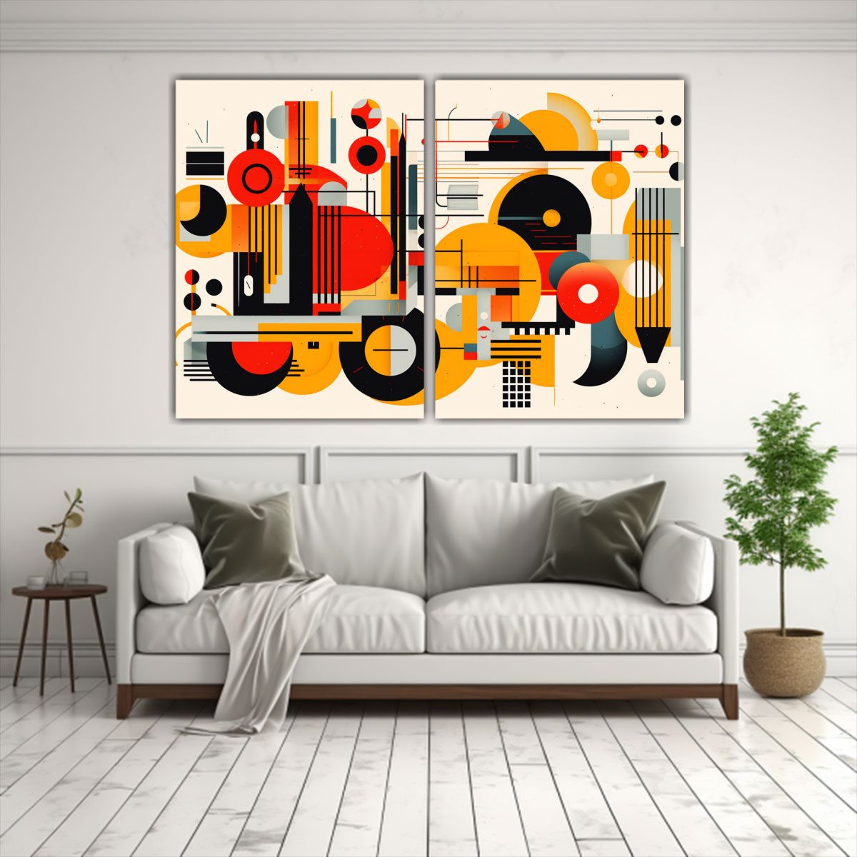 GENERICO - Cuadros Dibujo Relieve Estilo Bauhaus Con 100x65 Cm