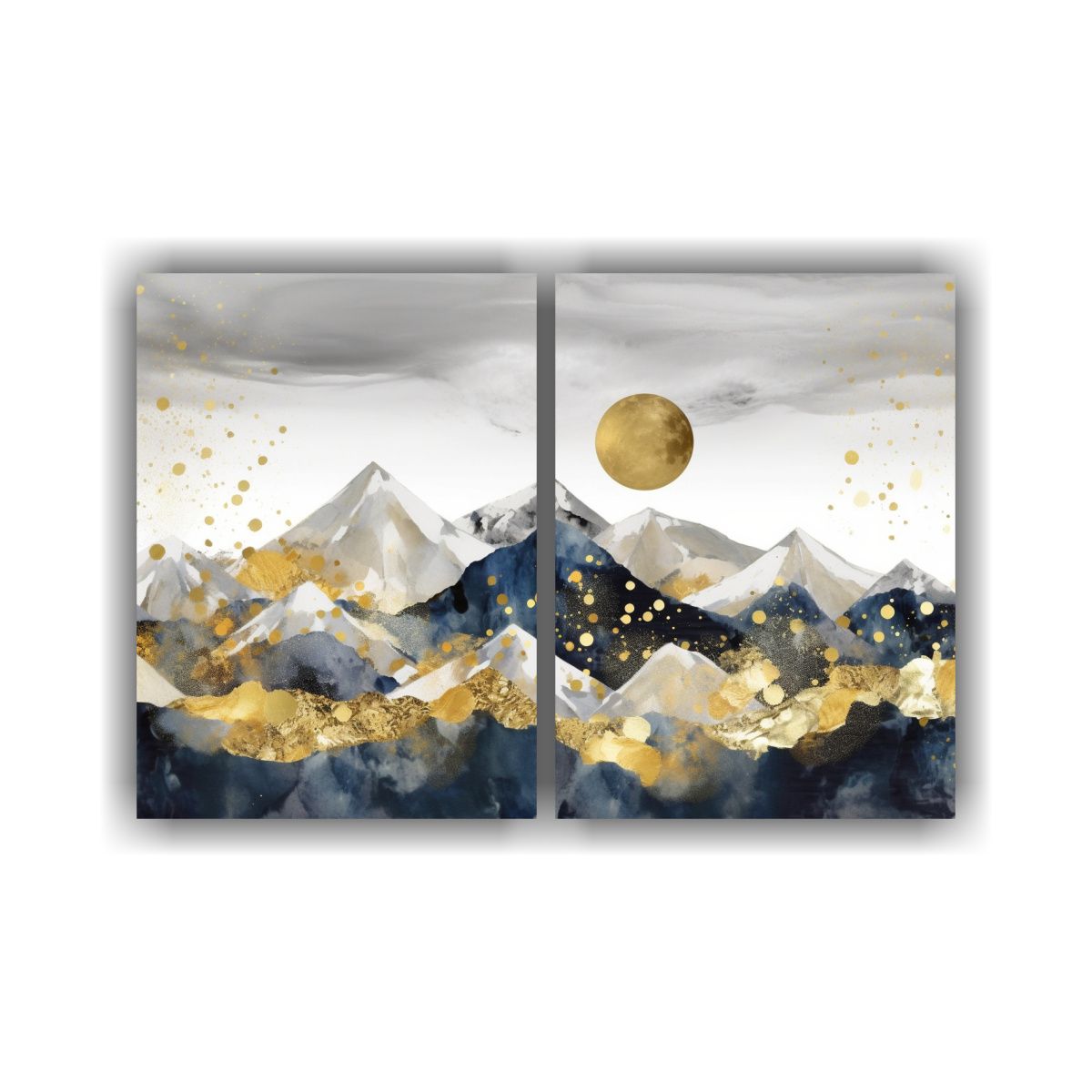 GENERICO - Pintura Inspirada En La Luna Dorada Con Picos De 100x65 Cm