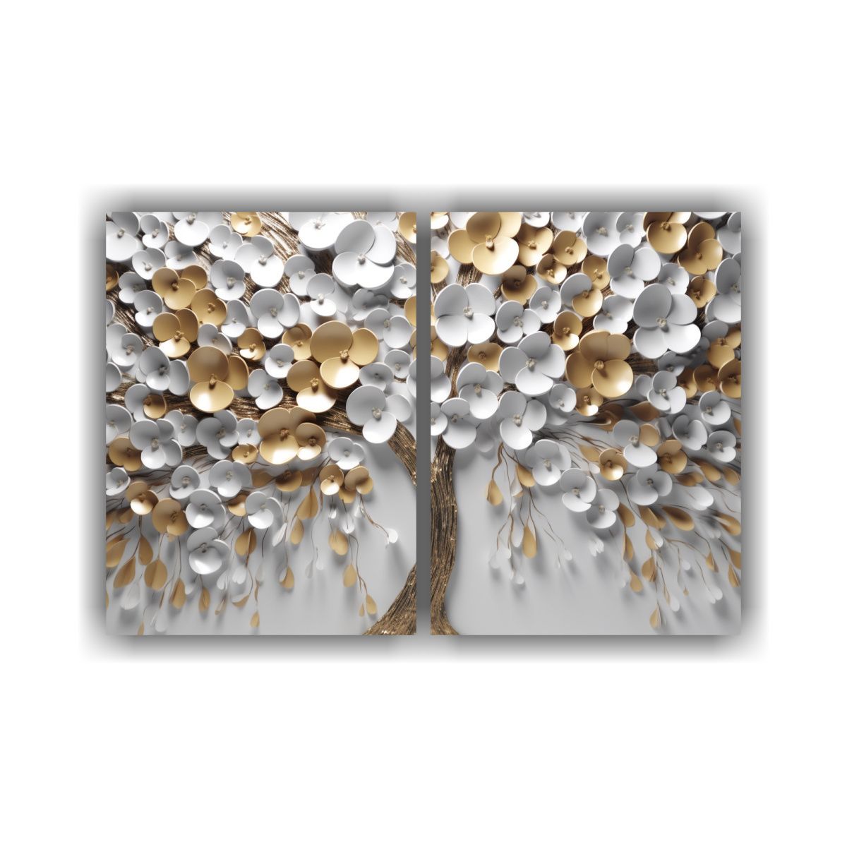 GENERICO - Pintura Abstracta De árbol Con Pétalos Blancos 100x75 Cm