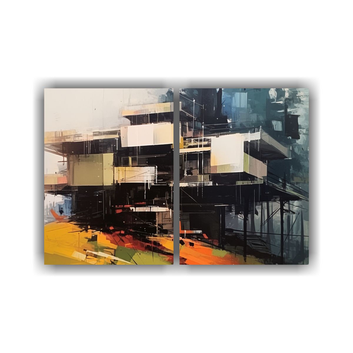 GENERICO - Pintura Abstracta De Una Arquitectura Escandinava 100x65 Cm