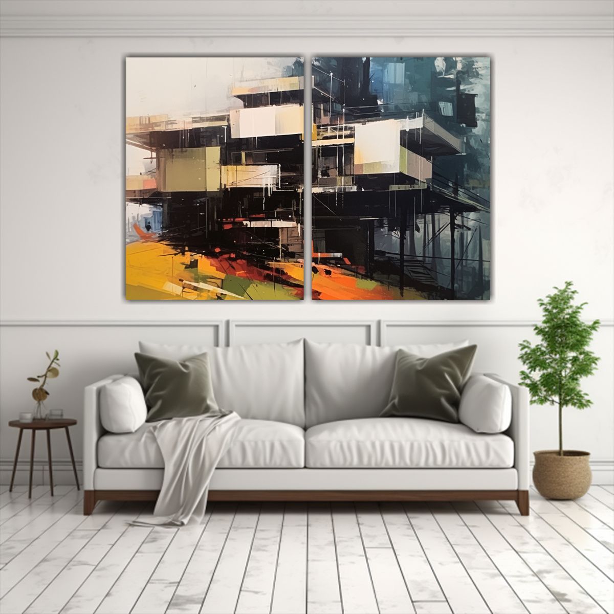 GENERICO - Pintura Abstracta De Una Arquitectura Escandinava 100x65 Cm