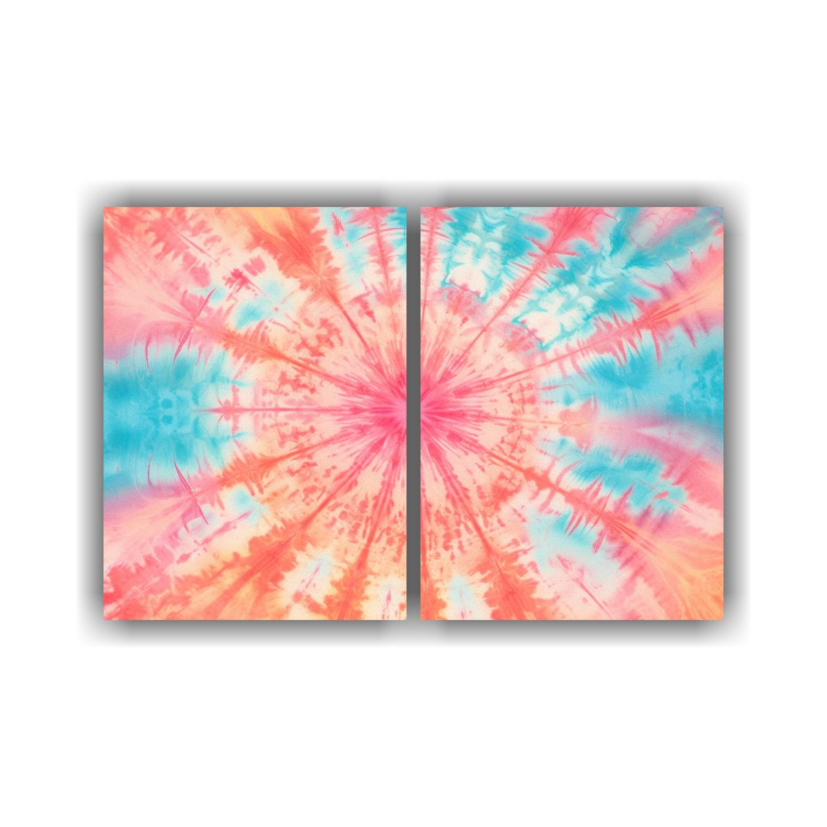 GENERICO - Cuadros Tela Mágicos Tie Dye Coral Aqua Y 100x65 Cm