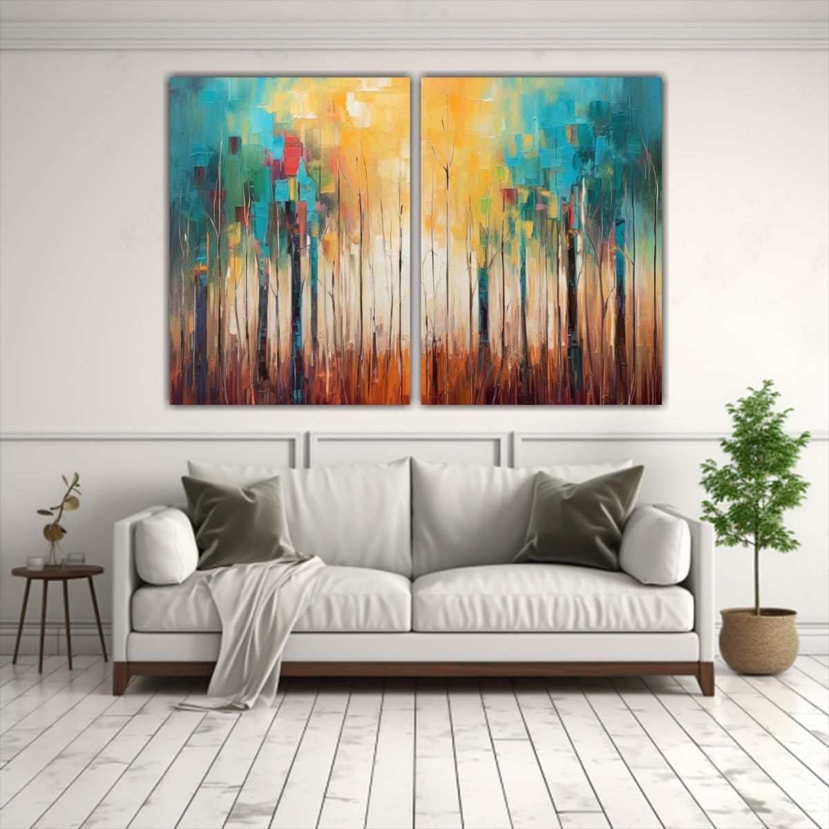 GENERICO - Pintura Al óleo De árboles En Bosque En Alta 100x65 Cm