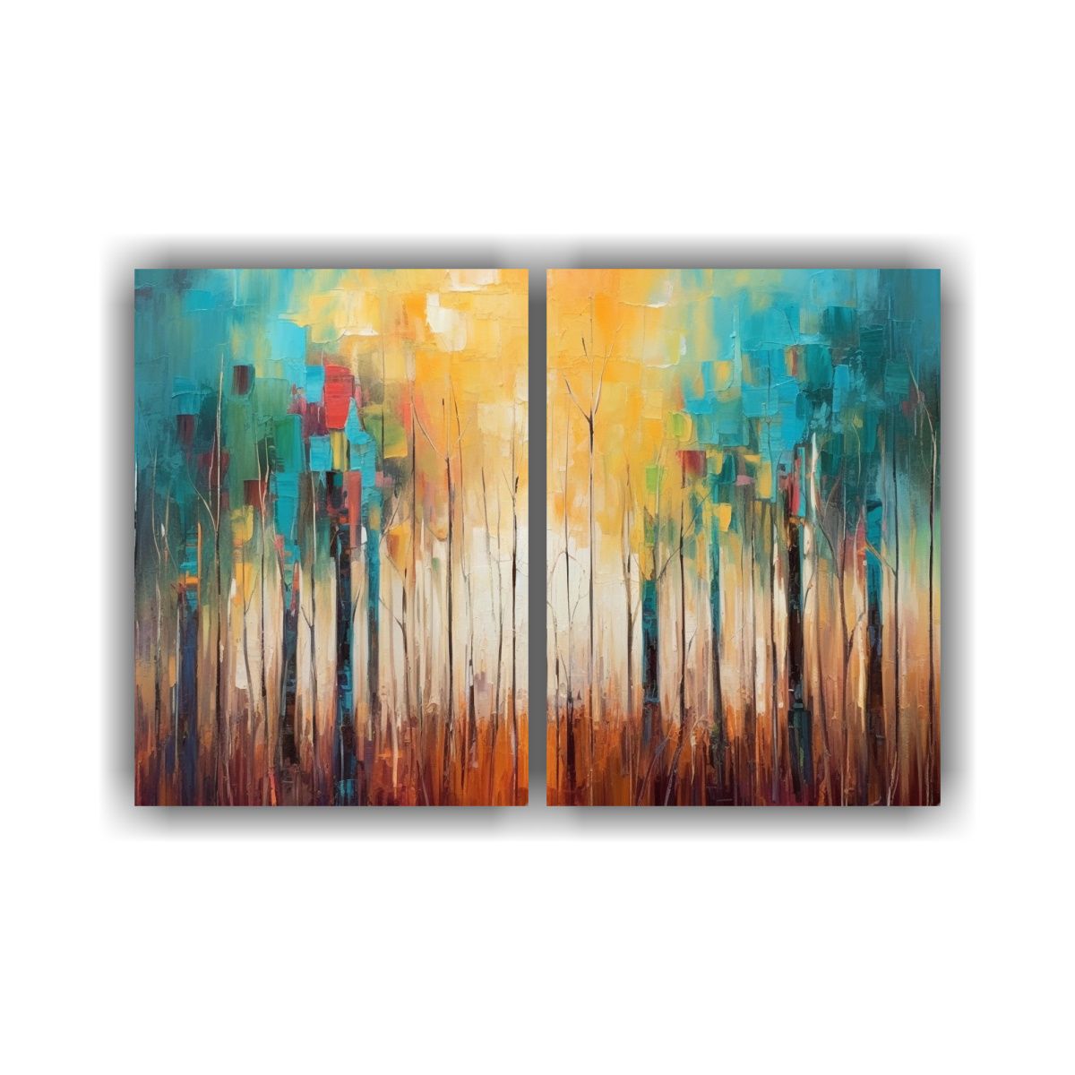 GENERICO - Pintura Al óleo De árboles En Bosque En Alta 100x75 Cm