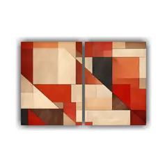 GENERICO - Cuadros Tela Pop Art Geometría Color Rojo 100x65 Cm