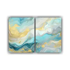 GENERICO - Cuadros Abstracción Espacio Textura Cremosa Azul 100x65 Cm