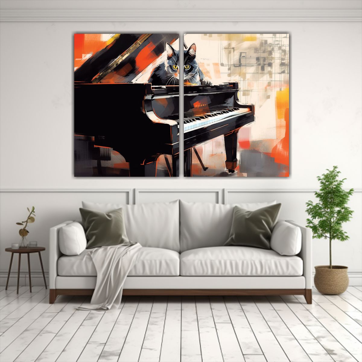 GENERICO - Cuadros Decorativos Con Motivo De Gato Tocando El 100x65 Cm