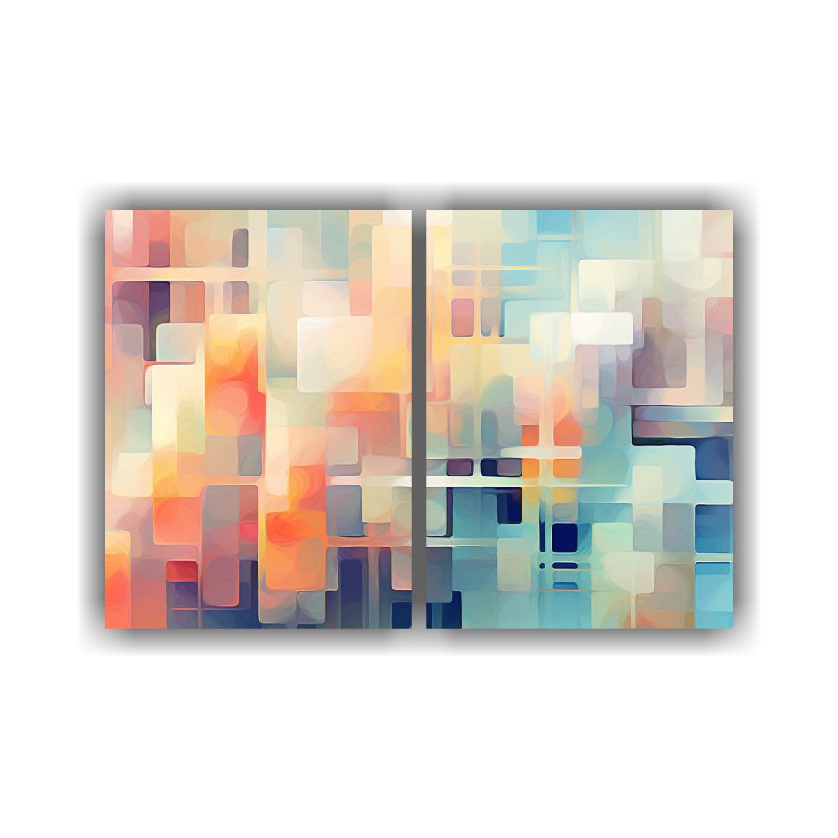 GENERICO - Pintura Abstracta Modern HardEdge Pastel Líneas 100x75 Cm