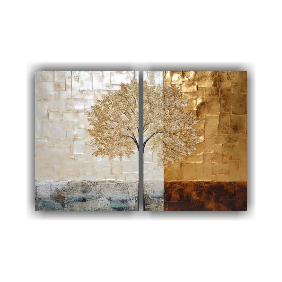 GENERICO - Obra Abstracta Moderna De Dos Telas En Bastidor 100x75 Cm